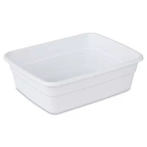 1 Small Portable Rectangle Plastic Heavy Duty Reinforced Plastic 8 Qt Kitchen Dish Pan Basin Container for Dishware & Laundry, White (36 Pack)