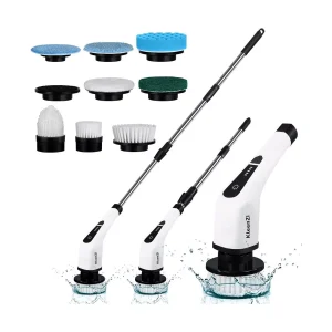 1 Electric Spin Scrubber Cleaning Brush 8 In 1 Shower Scrubber Adjustable Handle. For Windows, Bathrooms, Cars. Luminuxe