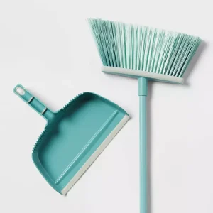 1 Angle Floor Broom with Clip-on Dust Pan Set