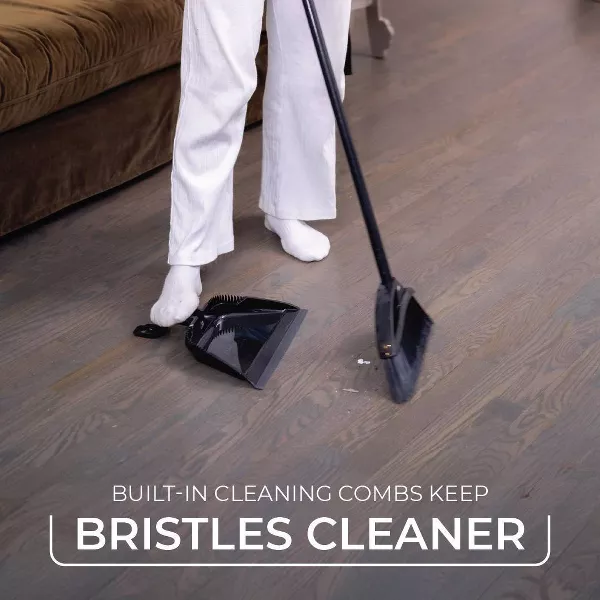 Indoor/Outdoor Strong Sweep Broom with Step On Dust Pan - 图片 2