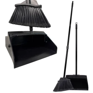 1 48.5" Dustpan and Broom Set for Home, Office, and Outdoor Use - Black- 1 Set
