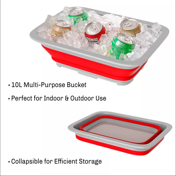 Collapsible Multiuse Wash Bin - Portable Wash Basin/Dish Tub/Ice Bucket with 10 L Capacity for Camping, Tailgating, More by - 图片 2