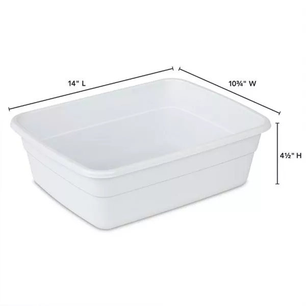Small Portable Rectangle Plastic Heavy Duty Reinforced Plastic 8 Qt Kitchen Dish Pan Basin Container for Dishware & Laundry, White (36 Pack) - 图片 2