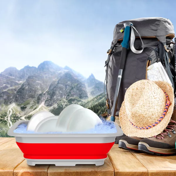 Collapsible Multiuse Wash Bin - Portable Wash Basin/Dish Tub/Ice Bucket with 10 L Capacity for Camping, Tailgating, More by - 图片 3
