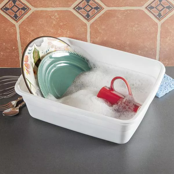 Small Portable Rectangle Plastic Heavy Duty Reinforced Plastic 8 Qt Kitchen Dish Pan Basin Container for Dishware & Laundry, White (36 Pack) - 图片 3