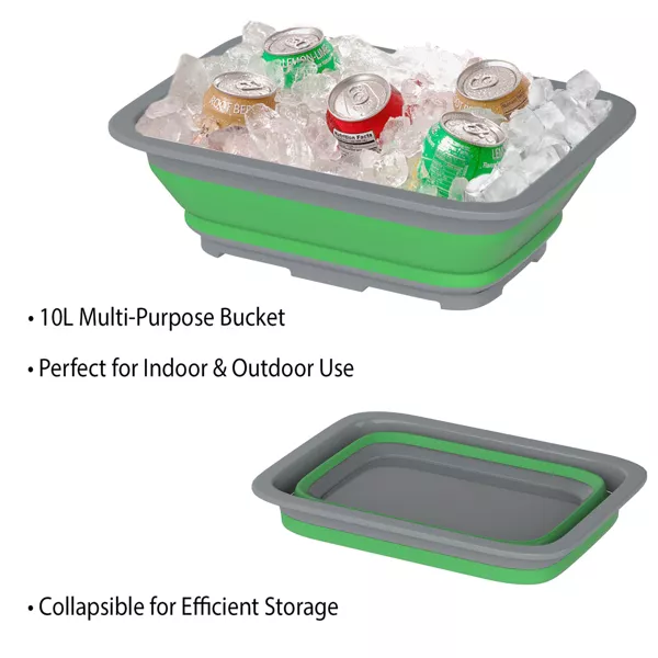 Collapsible Ice Bucket - 10-Liter Portable Outdoor Multi-Use Basin, Dish Tub, and Storage Basket for Camping and Tailgating - 图片 3