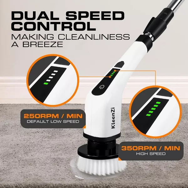 Electric Spin Scrubber Cleaning Brush 8 In 1 Shower Scrubber Adjustable Handle. For Windows, Bathrooms, Cars. Luminuxe - 图片 3